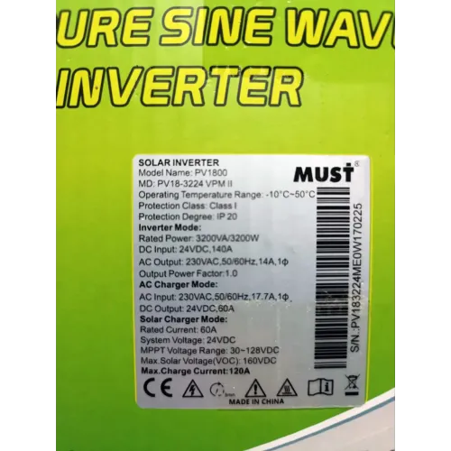 Комплект резервного живлення MUST 3,0 кВт + Смарт LiFePO4 акумулятор 24V 200Ah (5,12 кВт·год)