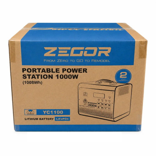 Зарядна станція 1000 Вт·год / 1000 Вт / LiFePO4 YC1100 Zegor (MPPT, ліхтарик)