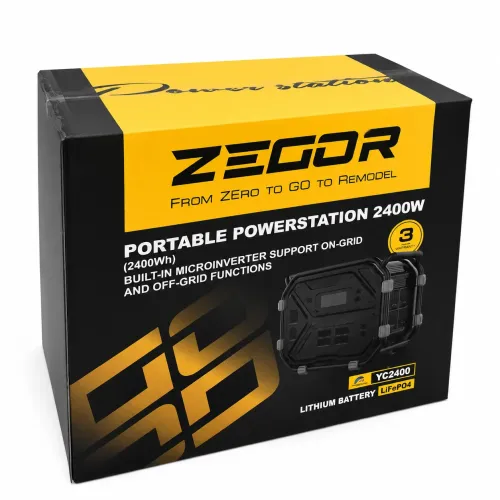Зарядна станція Zegor 2400 Вт·год, 2400 Вт, LiFePO4, YC2400, MPPT/ліхтарик