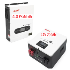 Комплект резервного живлення MUST 4,0 PREM кВт + LiFePO4 24V 200Ah (5,12 кВт·год)