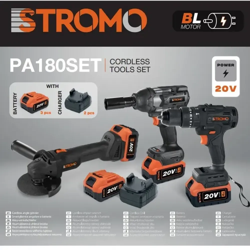 Аккумуляторный набор STROMO 3в1 PA180SET Болгарка+Гайковерт+