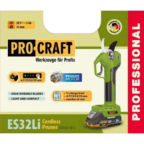 Акумуляторний секатор Procraft ES32Li (1 Акб і ЗУ+ Лезо) Дисплей